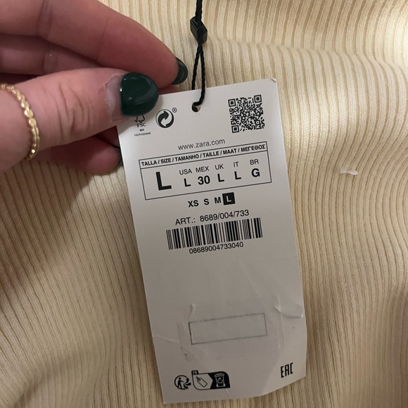 Zara Ribbed Tie Long Sleeve Top - Picture 3 of 5